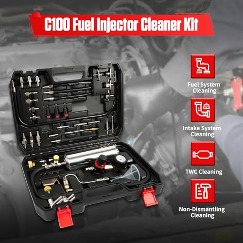 PLAYOCCAR Fuel Injector Cleaner Kit 35 fl oz 150PSI Non-Dismantling 40PCS | Cleans Injectors, Intake & Catalytic Converter, 1200ML Tank, for Gasoline Cars/Light Trucks, Restores Power & Fuel Economy