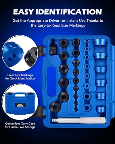 Orion Motor Tech 33pc Bearing Press Kit for Small Vehicles, Bearing Race and Seal Driver Set with Metric SAE Adapters, Seal Driver Set with 3 Knurled Handles - style: Small