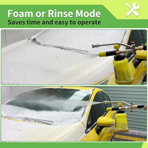 FIXFANS Foam Cannon, Compatible with Portland Husky and Ryobi Power Washer | Dual Connector Accessory, Replacement Gun Adapter, Double Tip Attachment Soap Cannon, 1/4" Quick Connect, 5 Nozzles, 1L - size: 999ML
