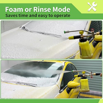 FIXFANS Foam Cannon, Compatible with Portland Husky and Ryobi Power Washer | Dual Connector Accessory, Replacement Gun Adapter, Double Tip Attachment Soap Cannon, 1/4" Quick Connect, 5 Nozzles, 1L - size: 999ML