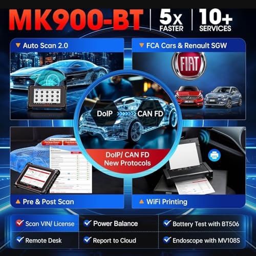 Autel Scanner MaxiCOM MK900BT 2026, MK900-BT V2.0 Bidirectional Diagnostic Scan Tool, 33ft BT Ver of MK900 MX900 8in Up of MK808S MK808BT PRO MX808S MK808Z, 40+ Reset, 3K+ Active Test, CANFD DoIP, FCA