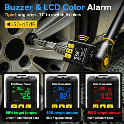 Heavy-duty Digital Torque Adapter, (±1% Accuracy, 40-300Ft-lb), 1/2" Digital Torque Wrench Adapter for Auto, Versatile Meter - Alert | Peak/Track | Preset | Store/Delete, for Machinery Repairs(406N.m) - style: 1/2' Drive 40-300 Ft-lb