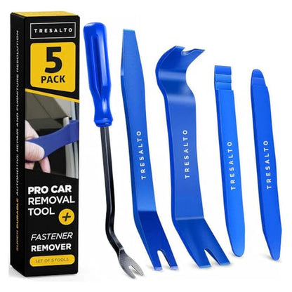 Tresalto Auto Trim Removal Tool Kit - 5 Piece Set for Dash, Door Panel, Clip Remover - Scratch-Resist Nylon Pry Tools for Interior Car Trims Work - Panel Prying Tools Included - Blue - size: 5 Pack