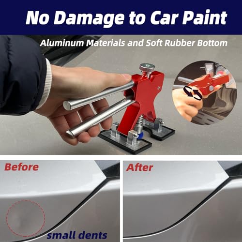 Car Dent Puller Kit,dent Removal Kit for Dent Repair with 5 Kinds of Dent Puller,Dent Lifter& Big Size Heavy Duty Slide Hammer &Bridge Puller for Hail Dent Removal Tools(103pcs no dent Light)