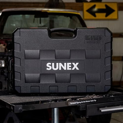 SUNEX Tools 80 Piece 3/8 in. Drive Master Impact Socket Set, Universal, Star, External Star, Extensions, Universal Joint, SAE and Metric, 8mm to 19mm and 5/16 in. to 3/4 in., CR-MO Steel, Model 3580 - size: 80-piece