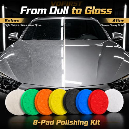 8 Pcs Buffing Pads, Polishing Pad 5.5 Inch 138mm for 5 Inch Backing Plate, High-Density & Reusable Buffing Sponge Pads and Woolen Pads Cutting Polishing Pad Kit for Car Buffer Polisher & Waxing - size: 5.5 Inch