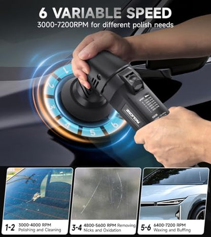 ZOTA Mini Buffer Polisher,2"/3"-8mm Random Orbital polisher,Lightweight Professional Small Polisher for Car Detailing(Black) - color: Black