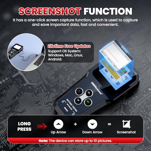OBDResource Professional Car Battery Tester 6V 12V 24V - 3-in-1 Automotive Analyzer with 100-2000 CCA, Load/Cranking/Charging/Alternator Test - color: red