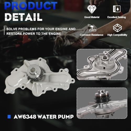 Timing Chain Kit w/Water Pump Camshaft Holding Tool & Timing Alignment Holder Tool | Fit For Ford Edge Explorer Flex Taurus Mustang Lincoln MKX MKS 2012-2019 3.5L 3.7L V6 AW6348 303-1530 90738S