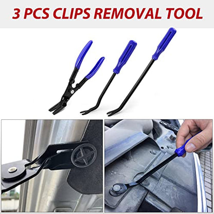 Nilight Trim Removal Tool 88Pcs, Auto Push Pin Bumper Retainer Clip Set Fastener Terminal Remover Tool Adhesive Cable Clips Kit Car Panel Radio Removal Auto Clip Pliers - color: 88 Clips+ Remover Tools Blue
