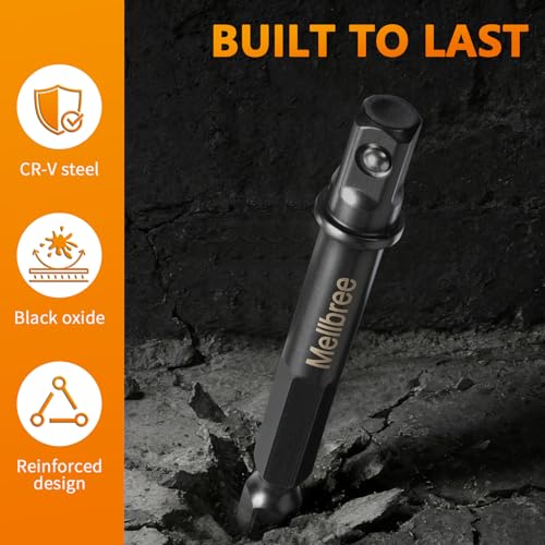 Mellbree Impact Socket Adapter, 4 Pack 1/4 Inch Drill Socket Adapter for Impact Driver/Drill, Automotive DIY, Extension Socket Bits, Handle Nut Driver and Drills - size: 1/4 to 1/4in