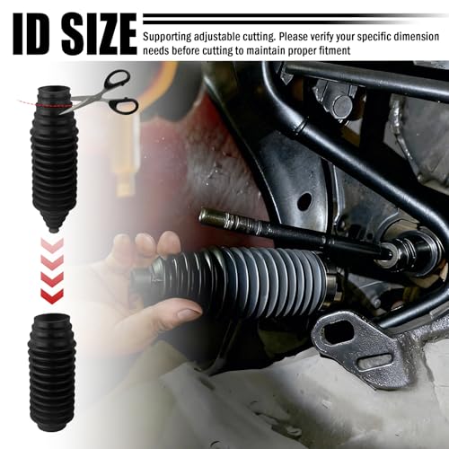 2PCS Cuttable Rubber Inner Tie Rod Boot Kit,Rack and Pinion Boot Set Includes Cable Ties and Clamps,Thickened Steering Rack Boots Kit with CV Boots Clamp Pliers as Car Accessories