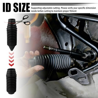 2PCS Cuttable Rubber Inner Tie Rod Boot Kit,Rack and Pinion Boot Set Includes Cable Ties and Clamps,Thickened Steering Rack Boots Kit with CV Boots Clamp Pliers as Car Accessories