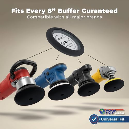 TCP Global 8" Black Foam Buffing Pad Extra Fine Finishing Polish Hook and Loop Backing - Buffing Pad for Automotive, Marine, Truck, RV & Compound Cutting - color: Black