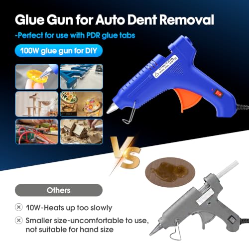 Upgraded Paintless Dent Repair Kit - 132PCS Car Dent Puller Tool Set with Heavy Duty Slide Hammer, Golden Dent Lifter, Bridge Puller, Hot Glue Gun & Tabs for Auto Body Hail Damage, Door Dings Removal