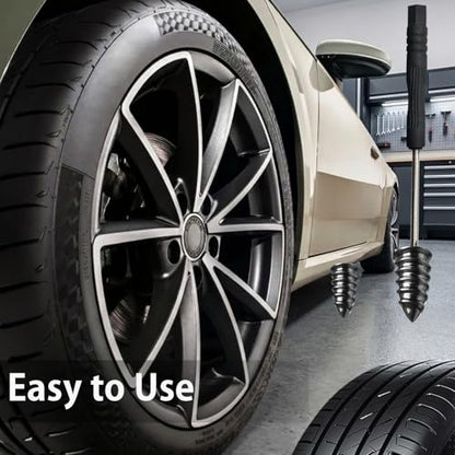 ZHEXI 60 Pack Screw in Tire Plugs of Punctures with 2 Sizes | Tire Plug Kit with Screwdriver Work for Cars,Bikes, Tractor Tire Puncture Repair