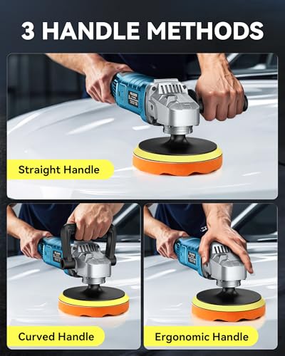 Buffer Polisher Kit for Car - 1600w 6/7 Inch Rotary Polisher Buffer Waxer,7 Variable Speed 1000-3300rpm,Detachable Handle Buffing Machine for Car Boat Sanding Polishing Waxing