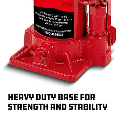 Powerbuilt Heavy Duty 8 Ton Bottle Jack, 16000 Pounds Capacity Hydraulic Vehicle Lift with Stable Base, Lifting Range: 7-1/2-Inch to 15-1/2-Inch - 647527, black