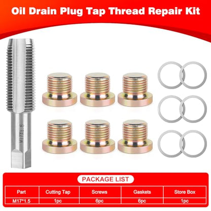 Oil Drain Plug Tap Thread Repair M17x1.5MM Oil Pan Screws Rethread | Oil Drain Plug Thread Repair Tool Kit Oil Pan Screws Rethread Tool - size: M17 X 1.5MM