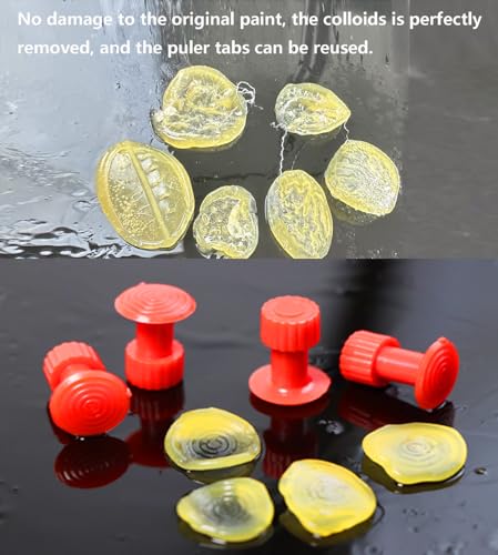 30Pc Dent Puller Glue Tabs, Car Body Dent Removal Pulling Hail Tabs | 15mm, Dent Hail Tabs, Paintless, ABS, Reusable, For Metal Body, Flat/Mild Curve, Small-Med Dents, Alcohol Release, Red - color: Red