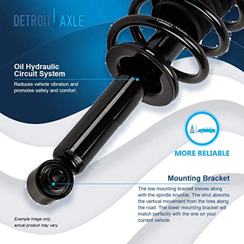 Detroit Axle - Rear Struts for 2011-2014 Chrysler 200, 2007-2010 Sebring, 2008-2014 Dodge Avenger, Complete 2 Struts with Coil Spring Replacement Ready Strut Shocks Assembly - size: 171126 x2/PAIR