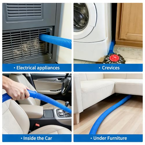 Universal Dryer Vent Cleaner Kit Compatible with All Vacuum Cleaner Include Vacuum Hose Attachment Accessories Brush Lint Brush,Dryer Vent Vacuum Hose - color: White