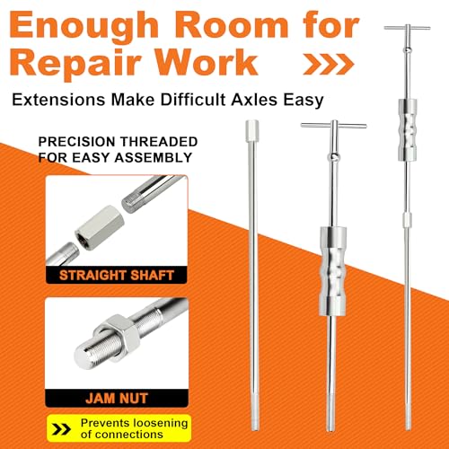Inner CV Axle Puller Tool with Slide Hammer, 63mm and 48mm CV Joint Fork Adapters, Front Wheel Drive Axle Puller Attachment CV Axle Removal Tool (8pcs Set with Carrying Box)
