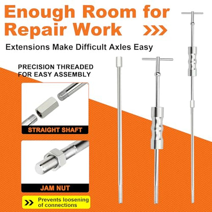 Inner CV Axle Puller Tool with Slide Hammer, 63mm and 48mm CV Joint Fork Adapters, Front Wheel Drive Axle Puller Attachment CV Axle Removal Tool (8pcs Set with Carrying Box)