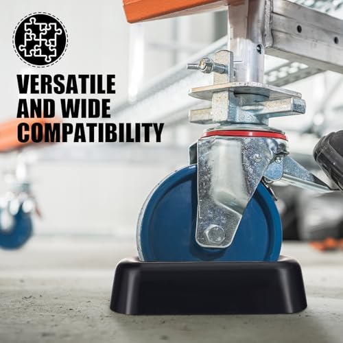 Threehoney 2 Pcs Jack Wheel Chock Rubber Caster Trailer Jack Caster Wheel Dock Heavy Duty 6 Inch Stabilizer Single Stopper Transport for Travel Trailer Cargo Camper Boat Roller Stopper