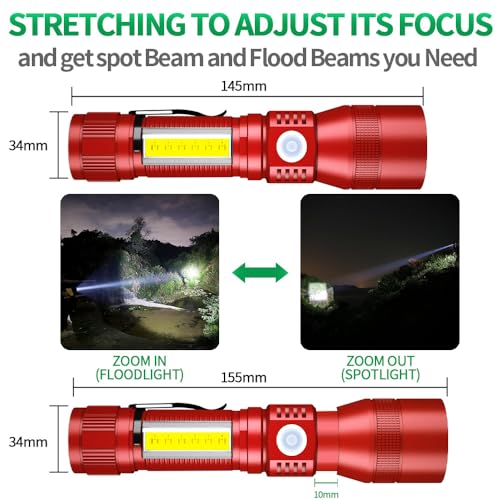 AdamStar Black Light Flashlight, 3 in-1 Rechargeable Flashlights, UV Light Magnetic LED Flashlight High Lumens, 7 Mode Camping Waterproof Flashlight for Pet Urine Detection - color: (Black + Red) with case