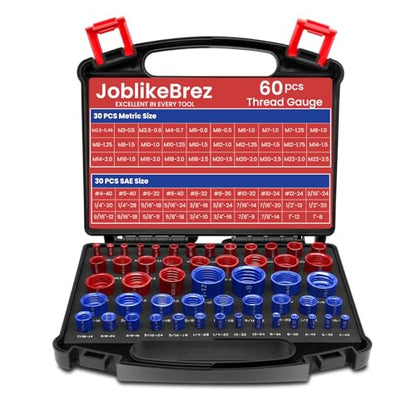 Thread Checker, 60pcs Nut and Bolt Thread Checker, 30 Inch & 30 Metric Box Set Thread Gauge, Thread Checker Standard and Metric Suitable for Size Checker of Bolts or Nuts in Narrow Areas - size: 60PCS Thread Checker