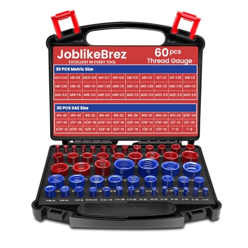 Thread Checker, 60pcs Nut and Bolt Thread Checker, 30 Inch & 30 Metric Box Set Thread Gauge, Thread Checker Standard and Metric Suitable for Size Checker of Bolts or Nuts in Narrow Areas - size: 60PCS Thread Checker