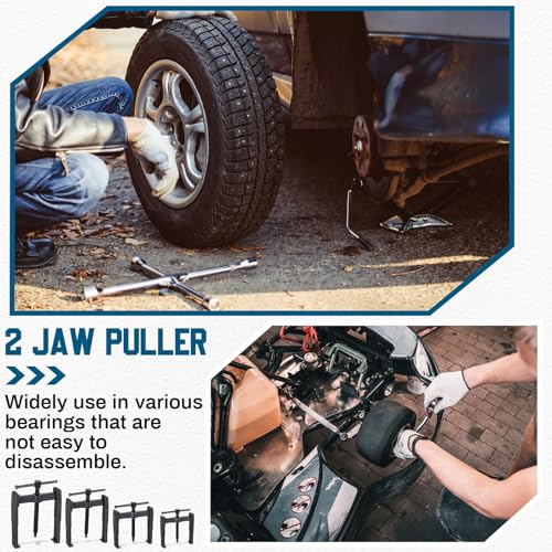MorningRo 4 Pcs 2 Jaw Gear Puller Set 3'' 4'' 6'' 8'' Steel Bearing Pulley Puller Hand Removal Tool Adjustable Pump Remover for Wheel, Motorcycle, Bearings, Gears, Flywheels - size: 3'' 4'' 6'' 8''
