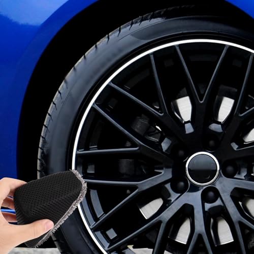 NQEUEPN 2pcs Tire Shine Applicator, Reusable Microfiber Tire Brightener Pad Triangle Tire Dressing Applicator Pad Tire Shine Applicator Sponges Tire Applicator Pads for Car Cleaning