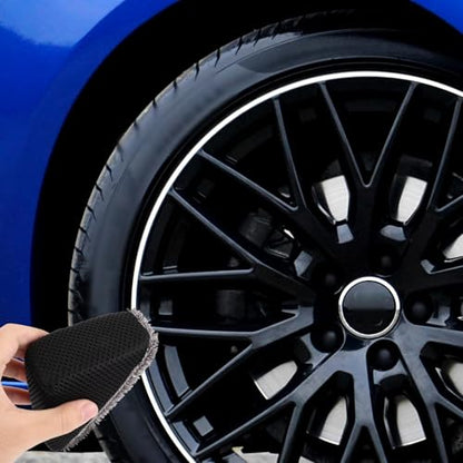 NQEUEPN 2pcs Tire Shine Applicator, Reusable Microfiber Tire Brightener Pad Triangle Tire Dressing Applicator Pad Tire Shine Applicator Sponges Tire Applicator Pads for Car Cleaning