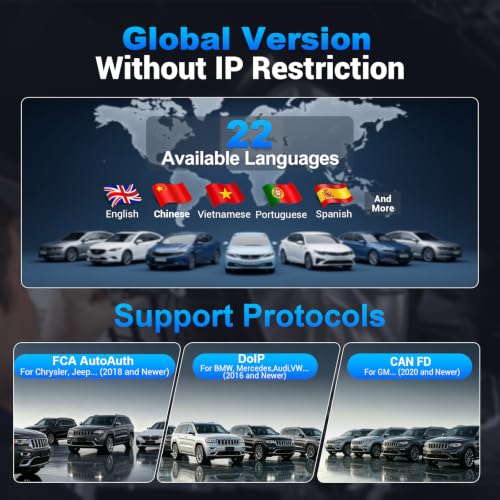 VDIAGTOOL VD70 Lite OBD2 Scanner, Bidirectional Diagnostic Scan Tool for Vehicles, 7" Car Scanner for Full Systems, Code Reader for Cars and Trucks, 32+ Resets, FCA/CANFD/DoIP, Free Updates