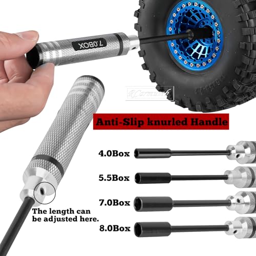 RC Tool Kit 1.5/2.0/2.5/3.0mm Hex,4.0/5.5/7.0/8.0mm Nut Driver,17mm Wheel Hex,Shock Plier,Bearing Tool,Screwdriver Set for 1/10 Trx4 Slash 4X4 BL-2S SCX10 III,SENTON L0S1 1/8,1/6 Trx6,Black - color: Black(1set)