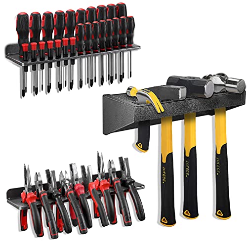 Screwdriver Organizer，Metal Screwdriver Organizers, Hammer Rack，Pliers Organizer, Wall Mounted Tool Organizers for Workshop，Set of 3 Tool Holder Organizer for Workbench - size: 3PCS