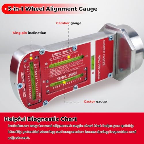 RULLINE Magnetic Camber Caster Alignment Tool with Kingpin Inclination 3-in-1 Wheel Alignment Gauge Kit for at-Home Front End Alignment