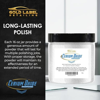 Optical Grade Cerium Oxide Glass Repair Powder 1lb Jar | Glass Window and Windshield Repair | Optical Grade, for use with Camera, Scope, Binocular Lens | Remove Scratches and Scuffs (1lb Jar) - style: 1lb
