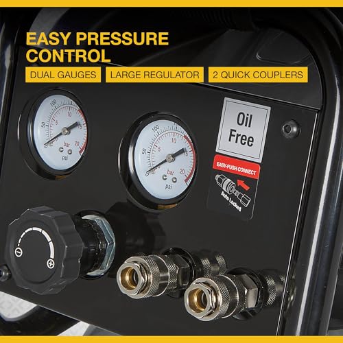 Klutch 20-Gallon Air Compressor, 2 HP, 120V, 175 PSI, 4.2 SCFM at 90 PSI | Oil-free vertical design, 75% duty cycle, Large wheels, Easy-access tank drain, Quick recovery for shop air tools - size: 20 Gallon