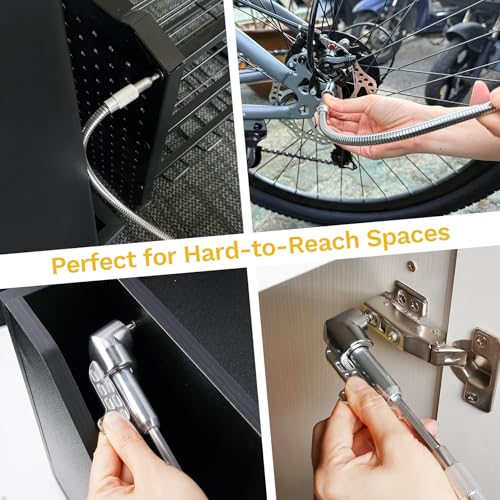 Tomorotec Flexible Drill Bit Extension Kit for Automotive Repairs, Home Improvement, DIY Projects, Tight Space Fastening Tasks, with Angled Adapters, Flexible Screwdriver Extension, Socket and Bit Set