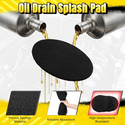 Tallew 6 Pack 15'' Oil Drain Splash Pad Round Anti-Splash Oil Splash Pad, Universal Car Fluid Change Mat Fits Most Drains and Transmission Pans, for Mechanics and Automotive Techs, Black