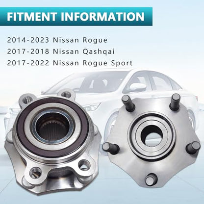 513357 Front Wheel Bearing Hub Assembly for Nissan Rogue Sport Qashqai 2014 2015 2016 2017 2018 2019 2020 2021 2022 2023 (2PCS) - size: 513357