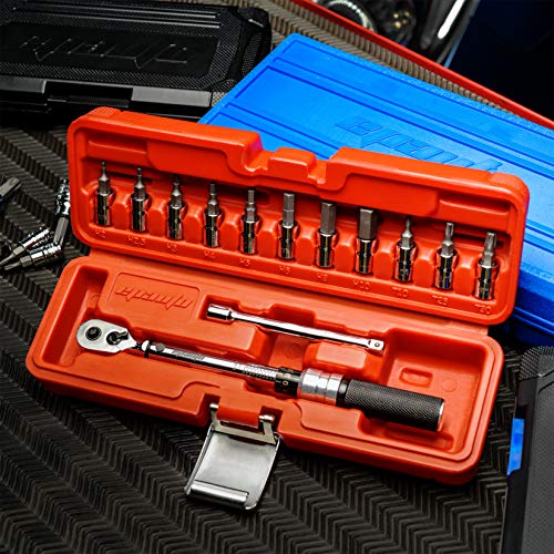 EPAuto Bike Tool 1/4 Inch Drive Click Torque Wrench Set (2 to 20 Nm), Hex/Torx Bit Socket Extension Bar Bicycle Maintenance Kit