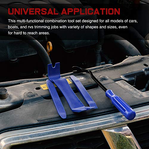Nilight 5PCS Auto Trim Removal Tool Set for Car Audio Dash Panel Window Molding Fastener Remover Tool Kit - color: Blue, size: 5Pcs