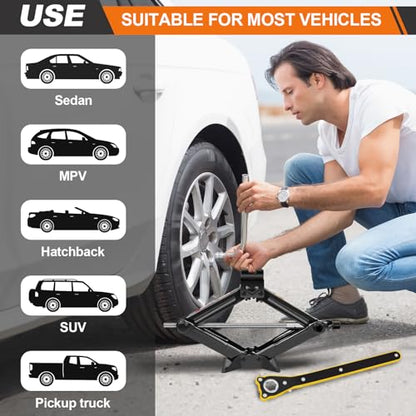 Car Jack Kit | Scissor Jack for Car 2 Ton- Tire Jack Tool Kit | Portable, Ideal for SUV and Auto - Universal Car Emergency Kit, Compact Car Jack Kit, Heavy Duty Tire Changing Kit