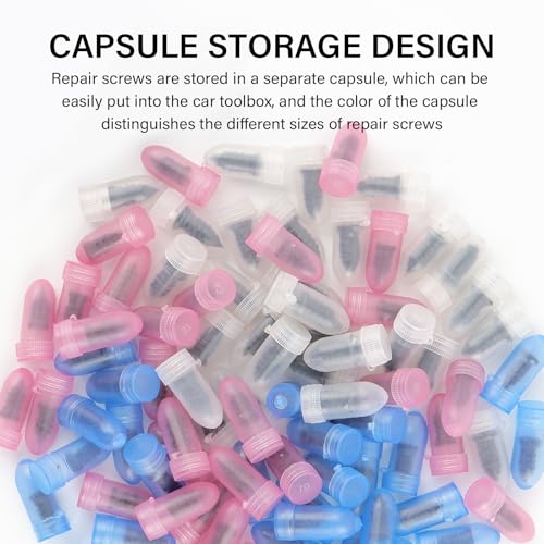60PCS Tire Screw Plug Repair Kit,Self-Service Tire Repair Kit Includes 3 Sizes of Screw in Tires Plugs & Screwdriver for Quick Repairs,Professional Tires Repairs Rubber Nail (60PCS) - color: 60PCS