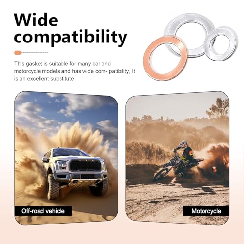 100 PCS Car Oil Drain Plug Crush Washer Kit, M10 M12 M14 M16 M18 Aluminum Copper Mixed Multi-Size Engine Oil Pan Sealing Gasket, Universal for Car SUV Truck (Silver & Gold)