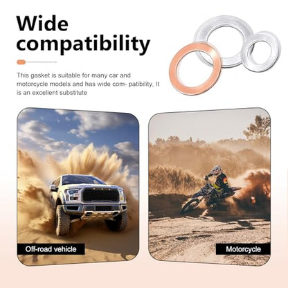 100 PCS Car Oil Drain Plug Crush Washer Kit, M10 M12 M14 M16 M18 Aluminum Copper Mixed Multi-Size Engine Oil Pan Sealing Gasket, Universal for Car SUV Truck (Silver & Gold)